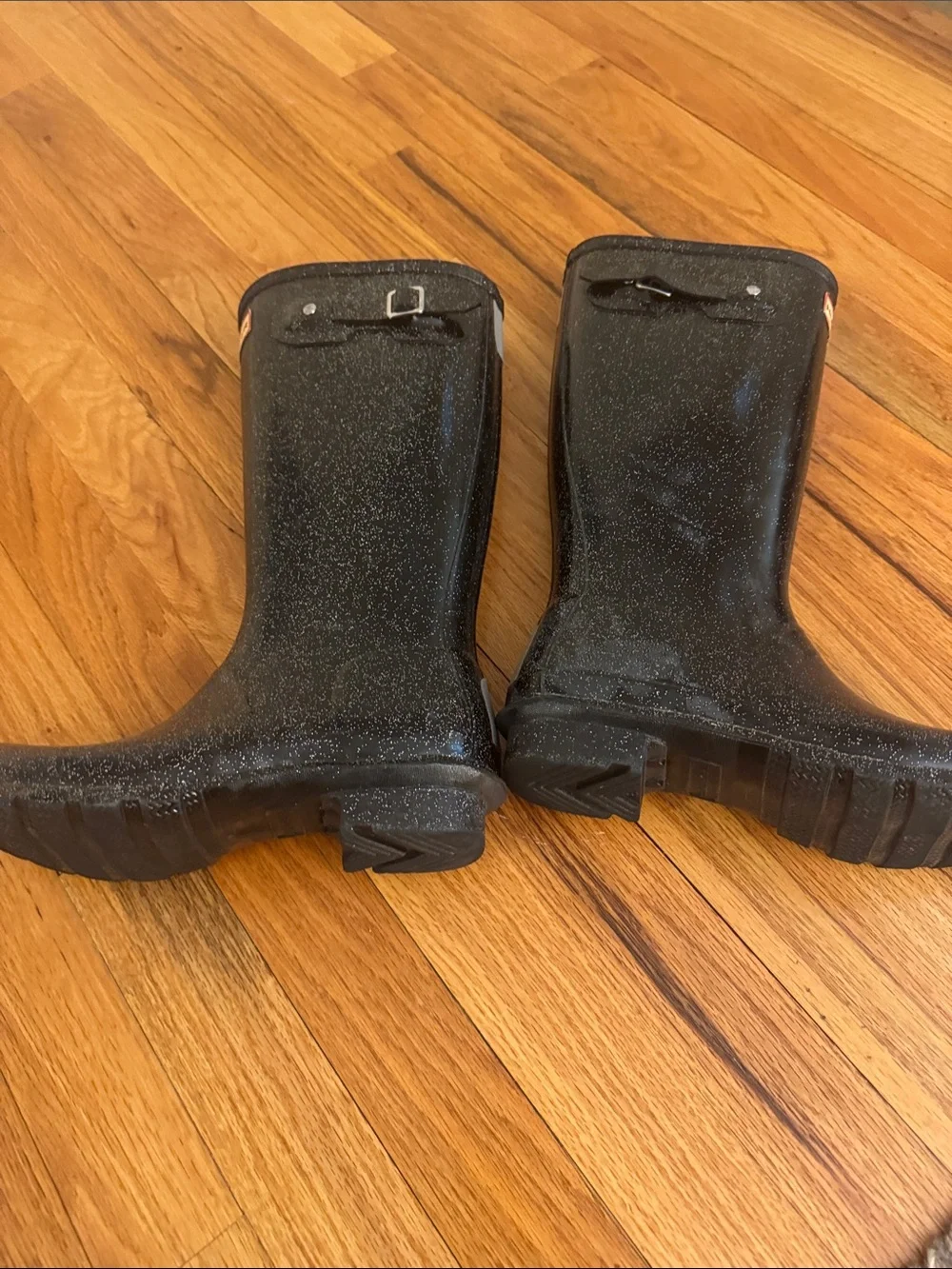 Hunter Kids Black Glitter Tall Rain Boots